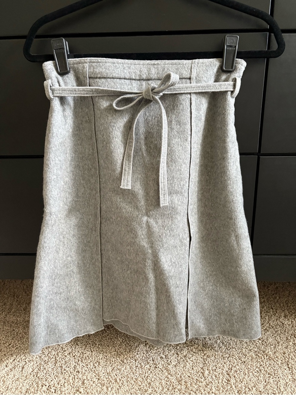 Zara Light Gray Tie-Waist A-Line Skirt